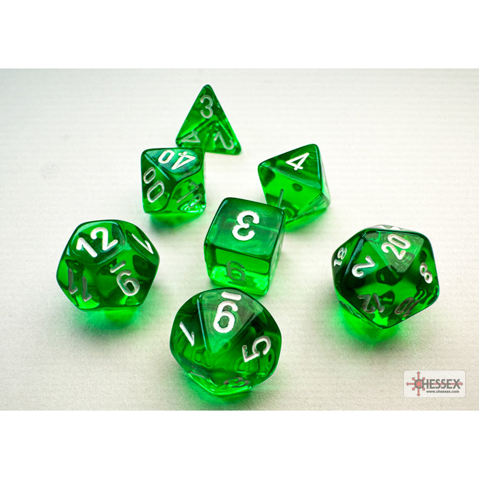 Translucent Mini-hedral Green/white 7-Die Set