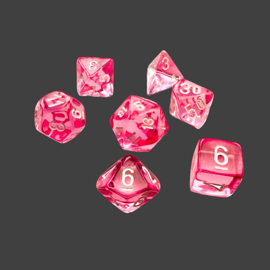 Translucent Mini-hedral Pink/white 7-Die Set