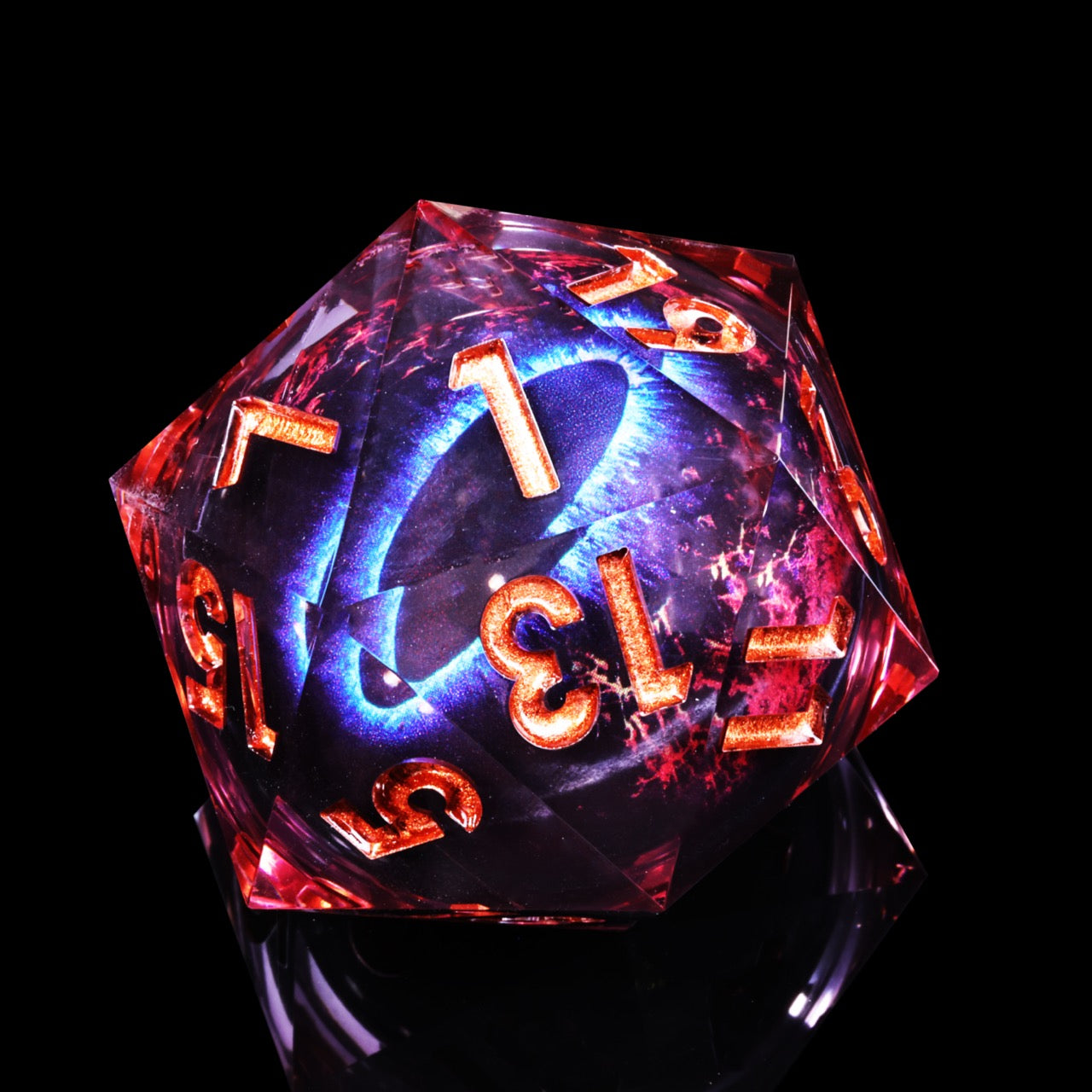 Sharp Edge Dice 50mm-D20 Liquid Core - Red / Blue Dragon Eye