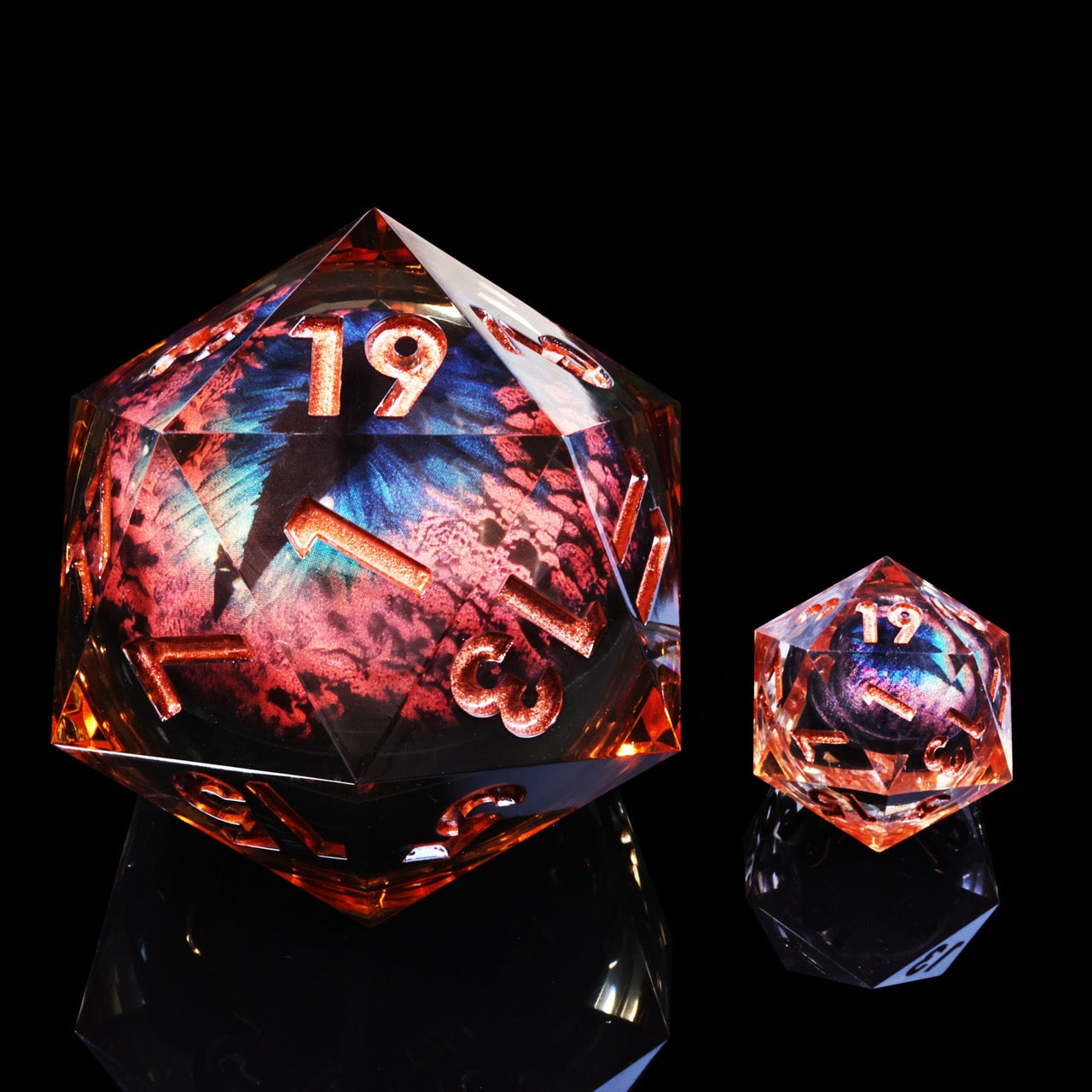 Sharp Edge Dice 50mm-D20 Liquid Core - Red / Red Dragon Eye