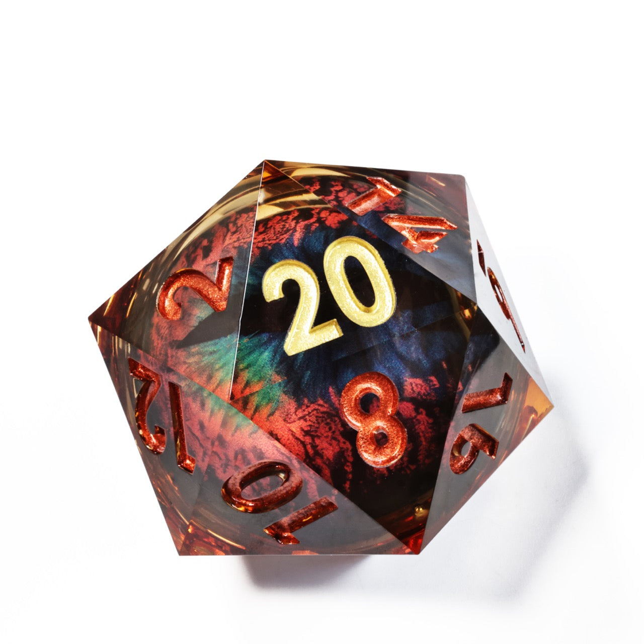 Sharp Edge Dice 50mm-D20 Liquid Core - Red / Red Dragon Eye