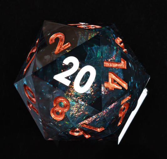 Sharp Edge Dice 50mm-D20 Liquid Core - Black Glitter