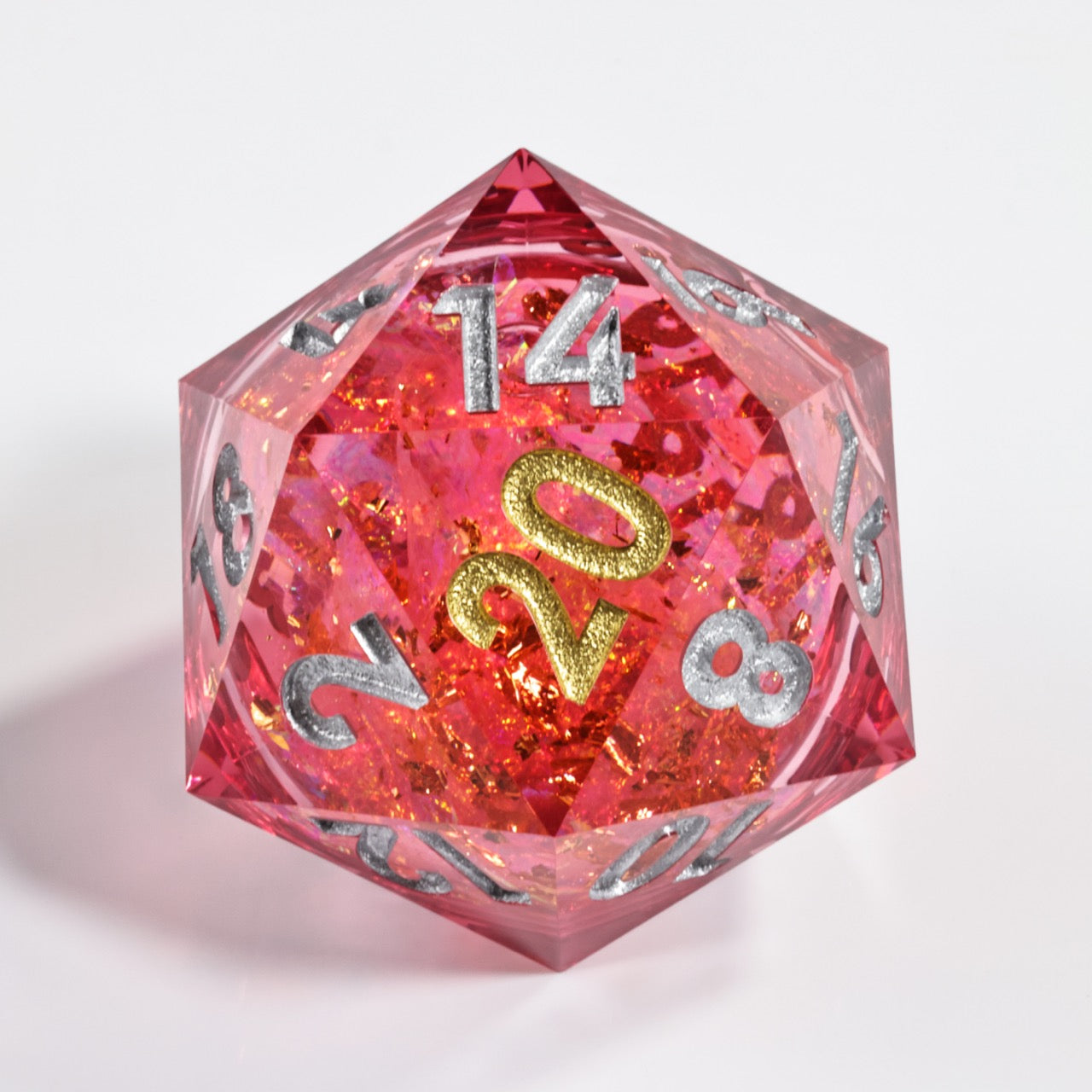 Sharp Edge Dice 50mm-D20 Liquid Core - Red Glitter