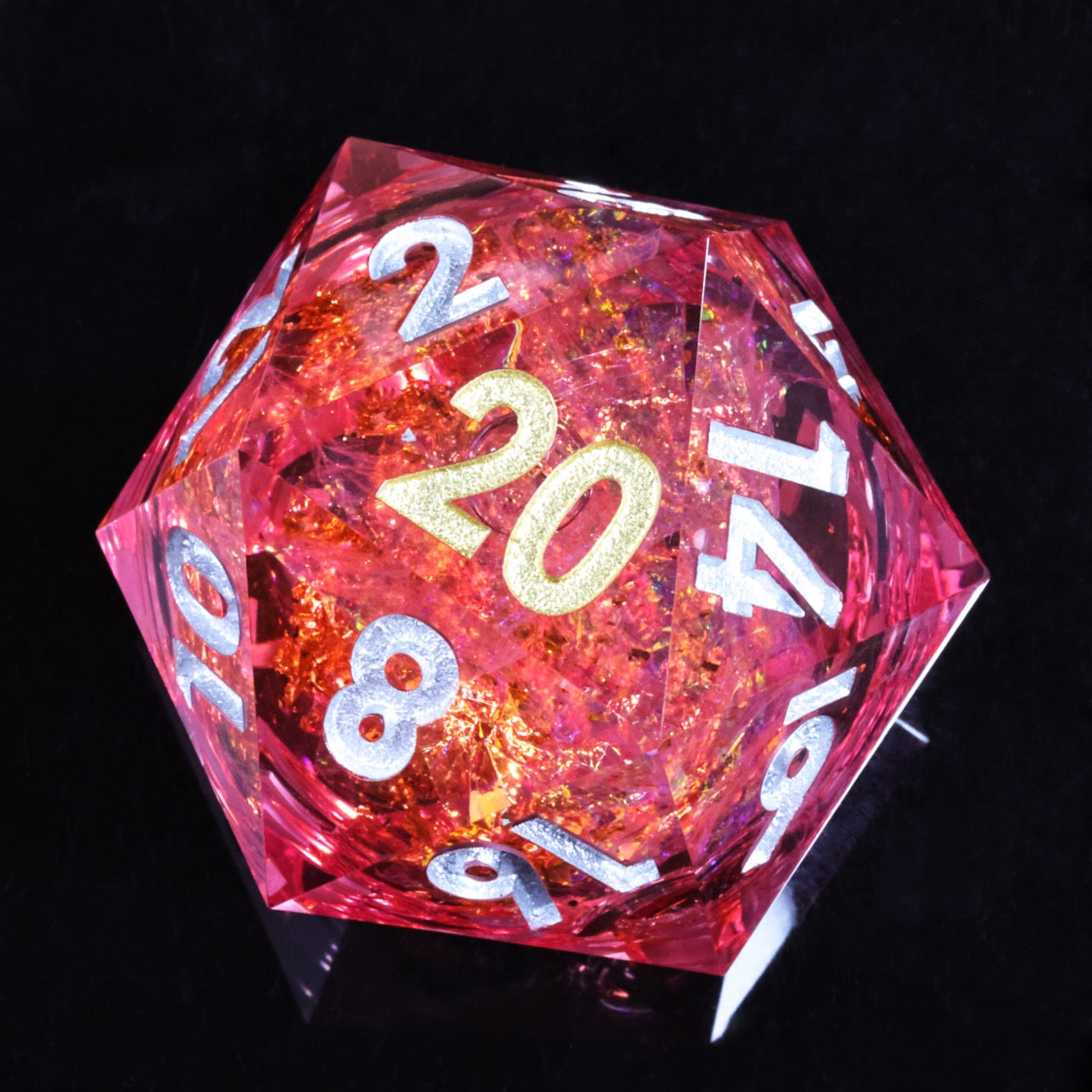 Sharp Edge Dice 50mm-D20 Liquid Core - Red Glitter