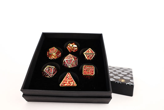 LPG Dice RPG Set Draco Dark Red/Gold