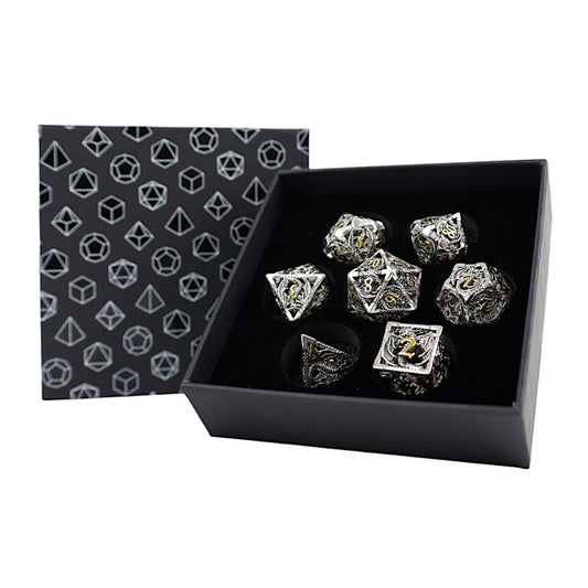 LPG Dice RPG Set Hollow Dragon - Chrome and Gold