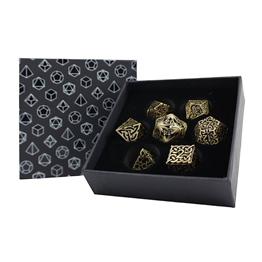 LPG Dice RPG Set Hollow Celtic - Tarnished Gold