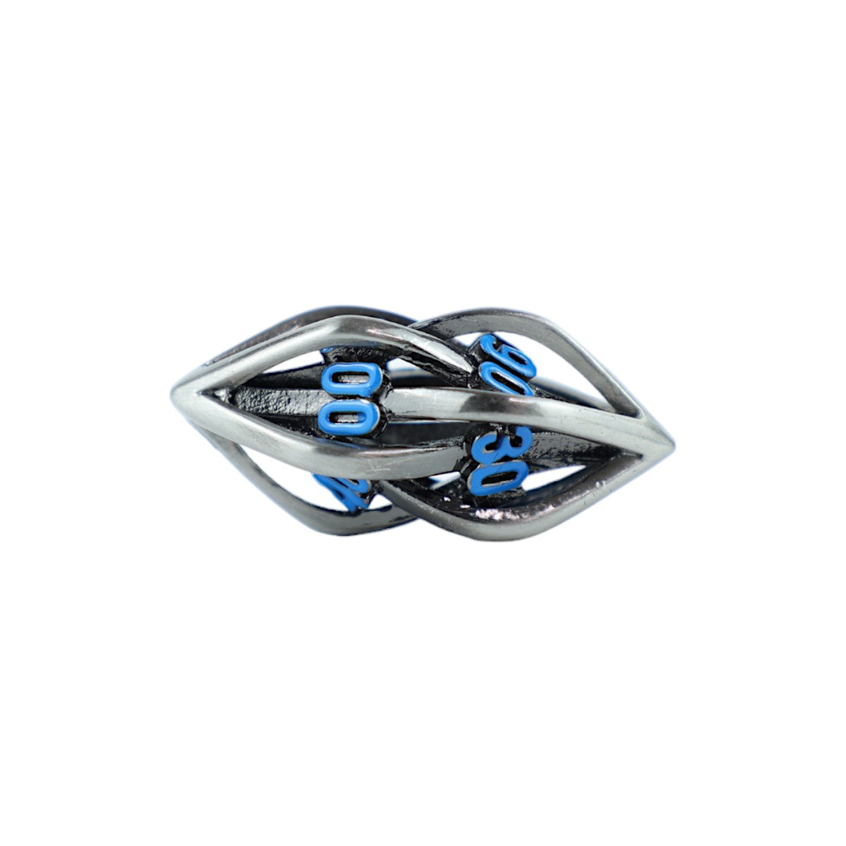 Metal Dice Set Hollow Elliptic - Stainless and Blue