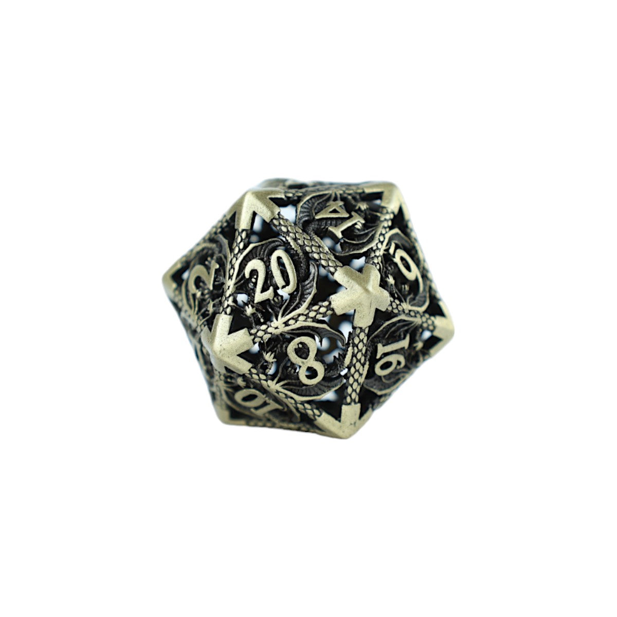 Metal Dice Set Hollow Dragon - Tarnished Gold