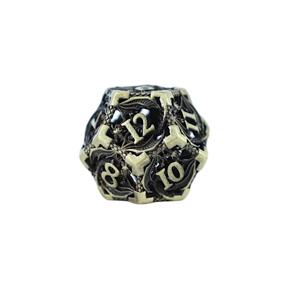 Metal Dice Set Hollow Dragon - Tarnished Gold