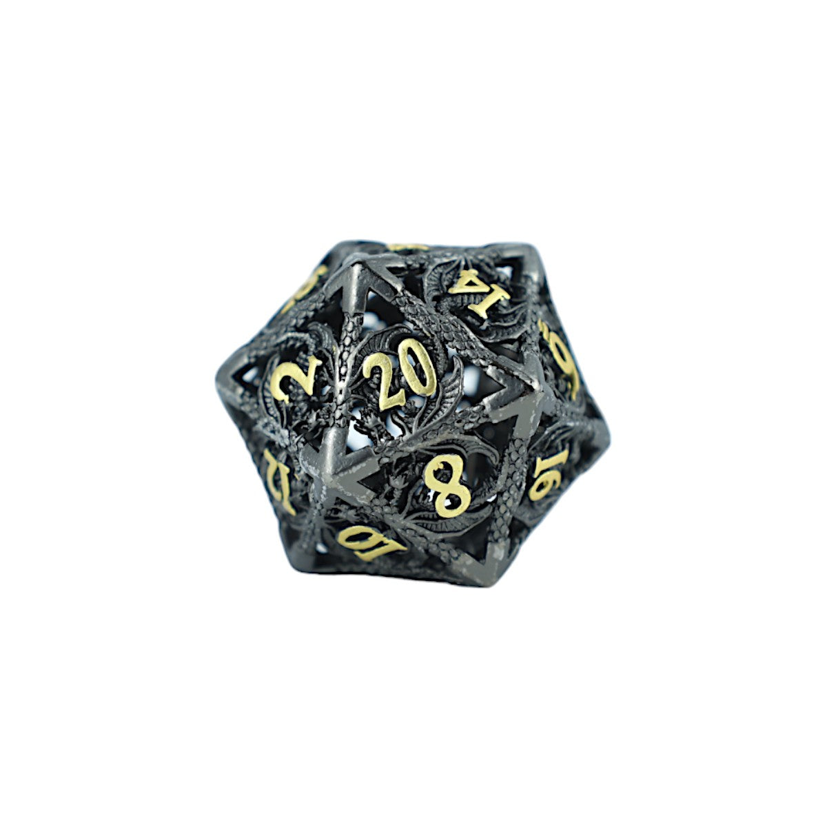 Metal Dice Set Hollow Dragon - Black and Gold