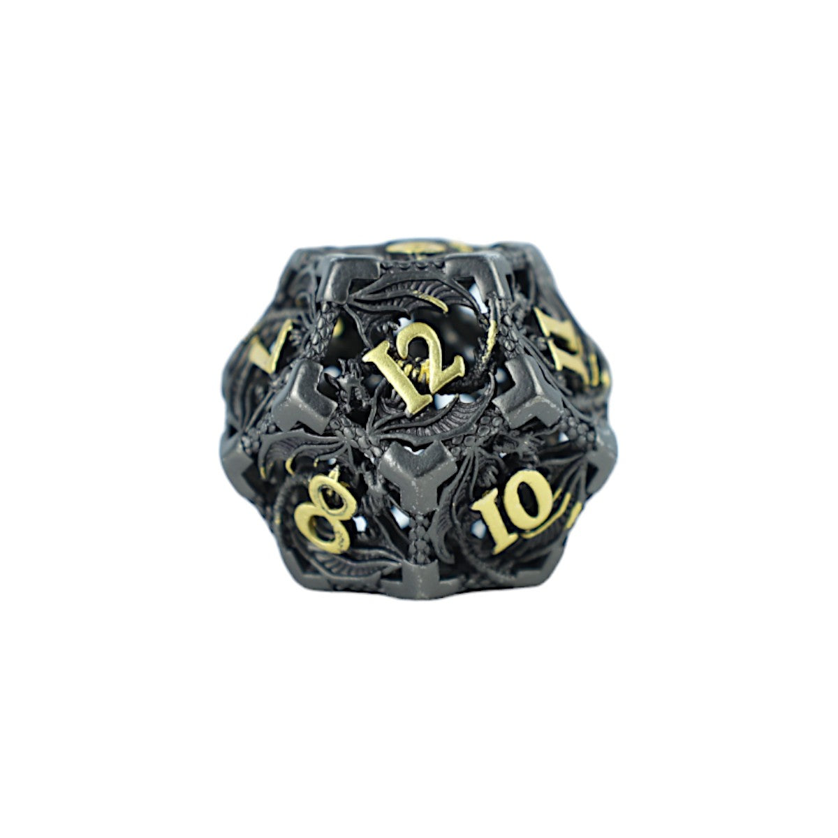 Metal Dice Set Hollow Dragon - Black and Gold