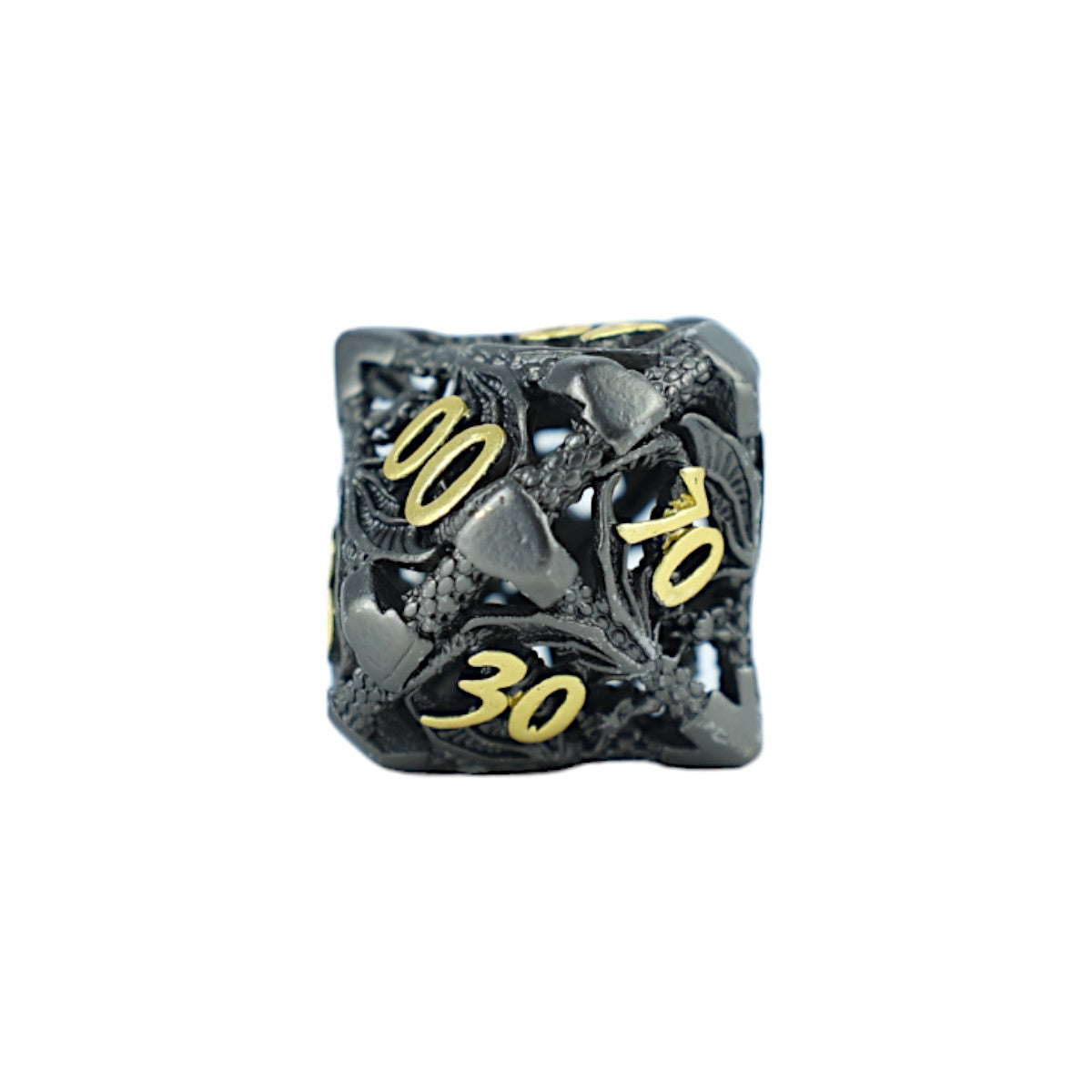 Metal Dice Set Hollow Dragon - Black and Gold