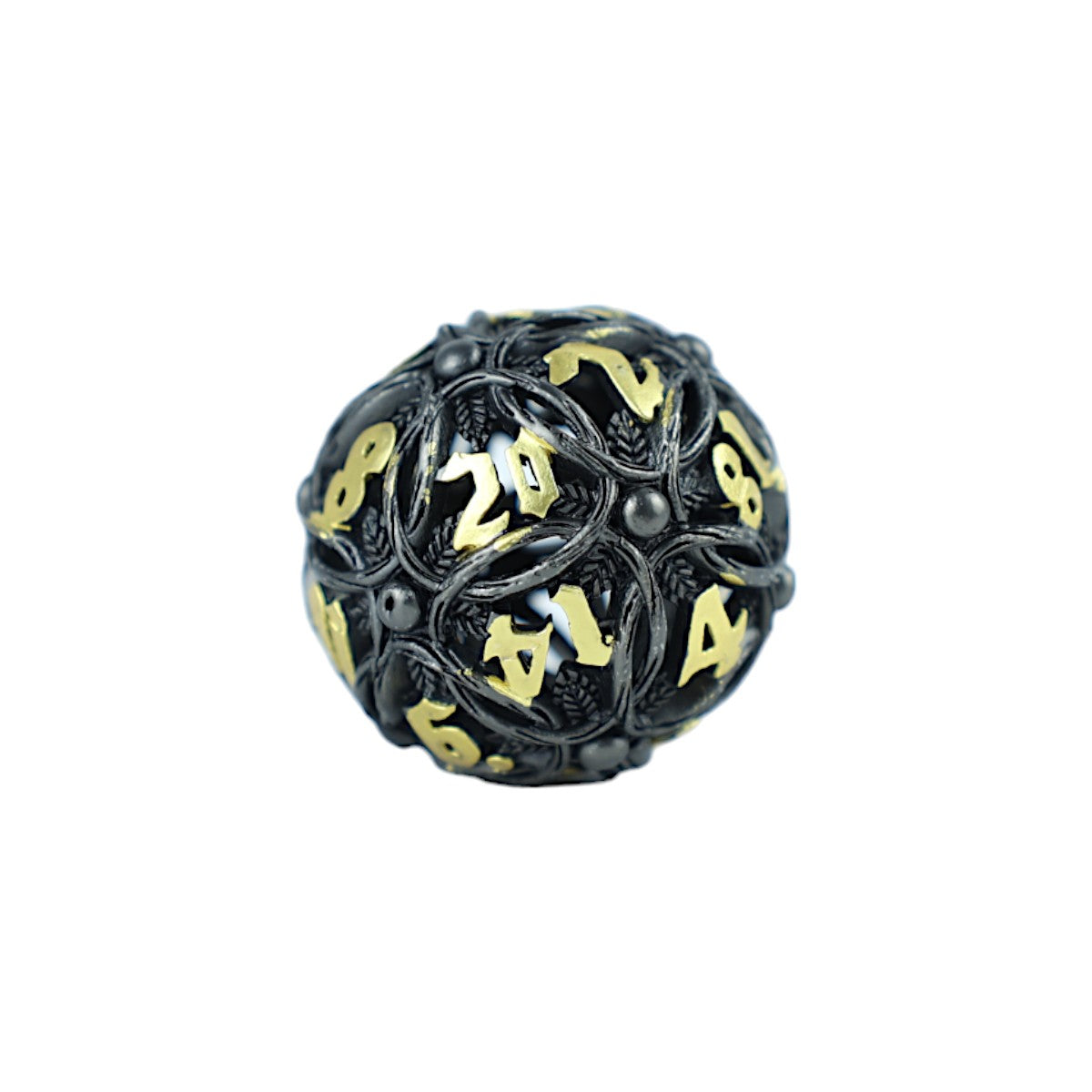 Metal Dice Set Hollow Vines - Black and Gold