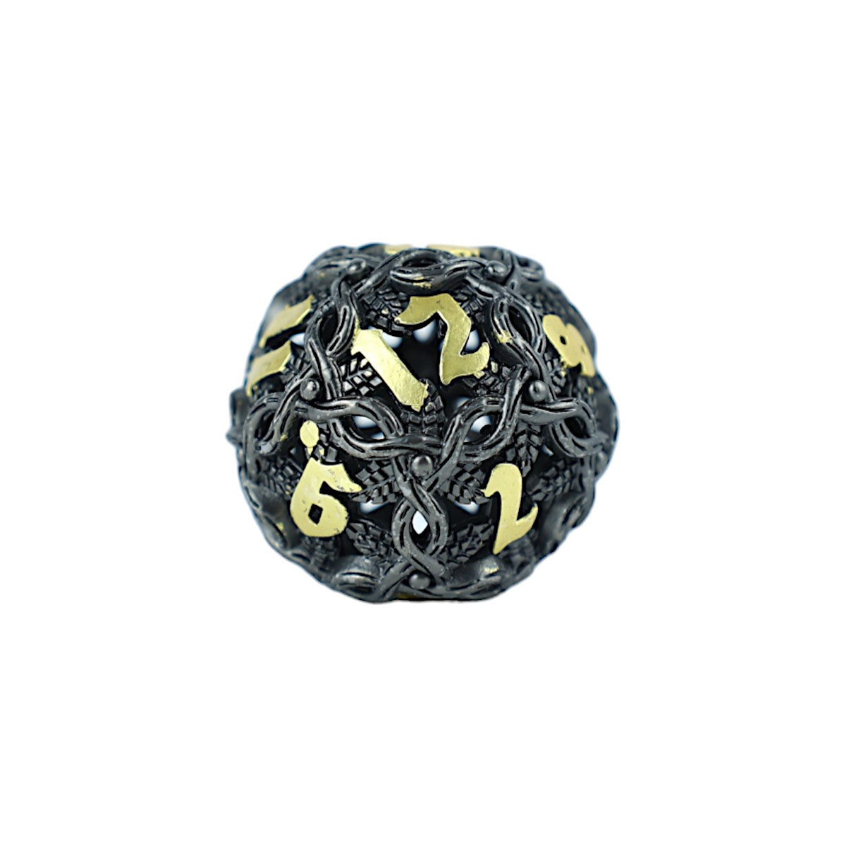 Metal Dice Set Hollow Vines - Black and Gold