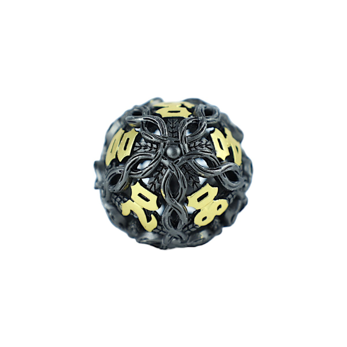 Metal Dice Set Hollow Vines - Black and Gold