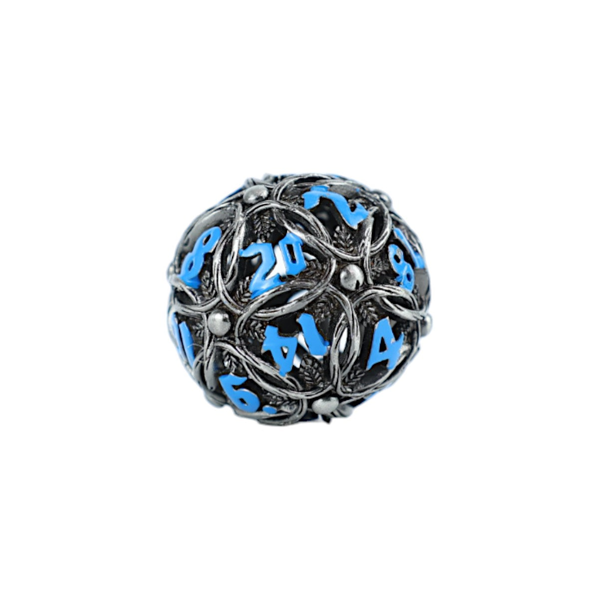 Metal Dice Set Hollow Vines - Stainless and Blue