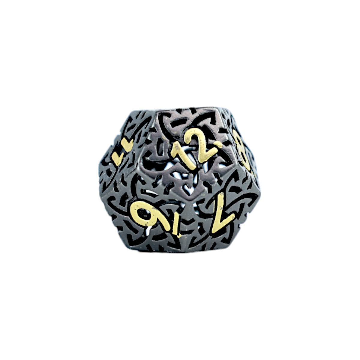 Metal Dice Set Hollow Celtic - Black and Gold