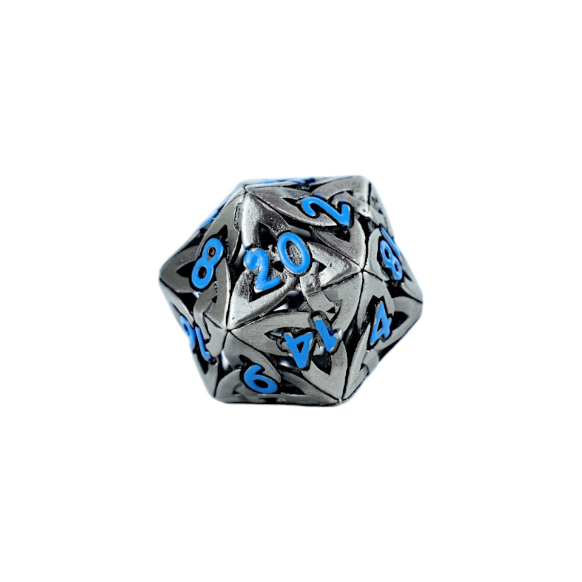 Metal Dice Set Hollow Celtic - Stainless and Blue