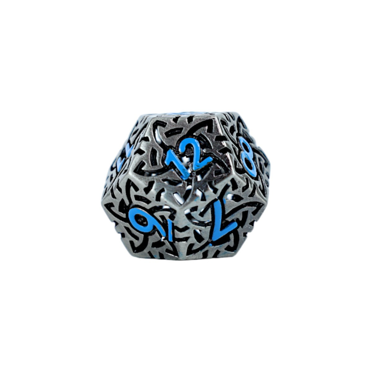 Metal Dice Set Hollow Celtic - Stainless and Blue