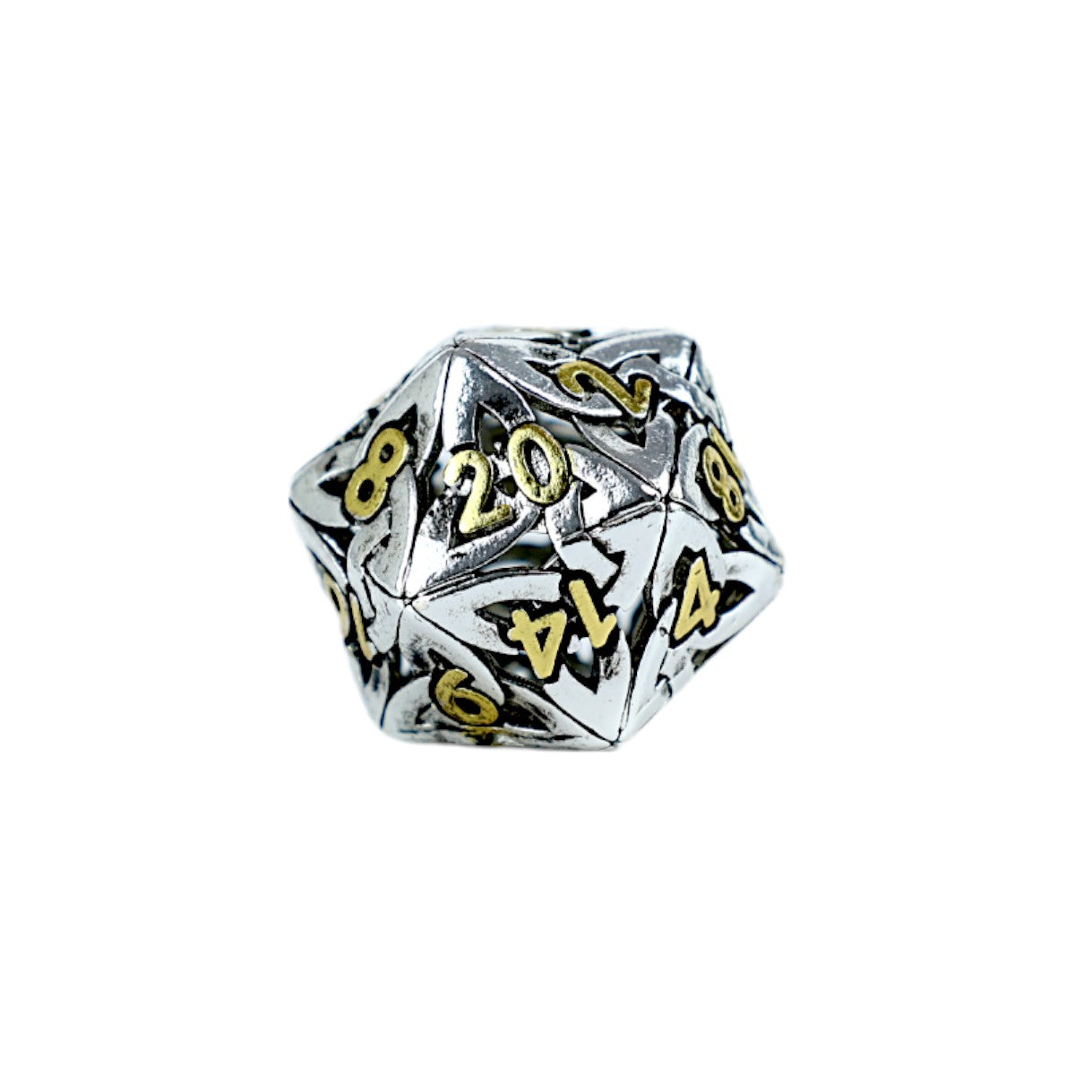 Metal Dice Set Hollow Celtic - Chrome and Gold