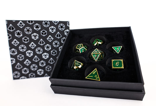 LPG Dice RPG Set Serif Green/Gold