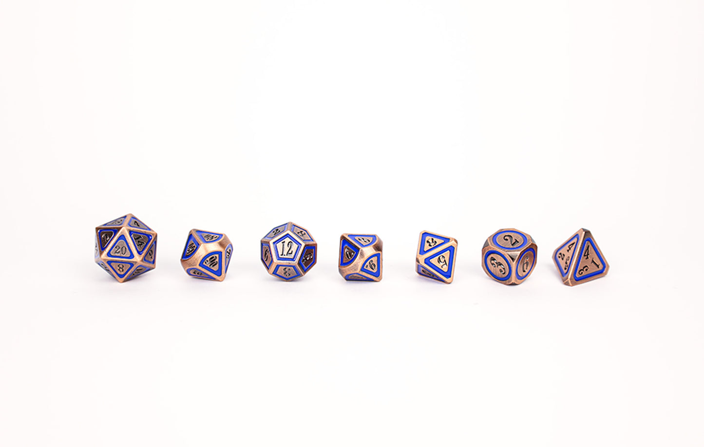 Metal Dice Set Concentric Blue/Black/Brass