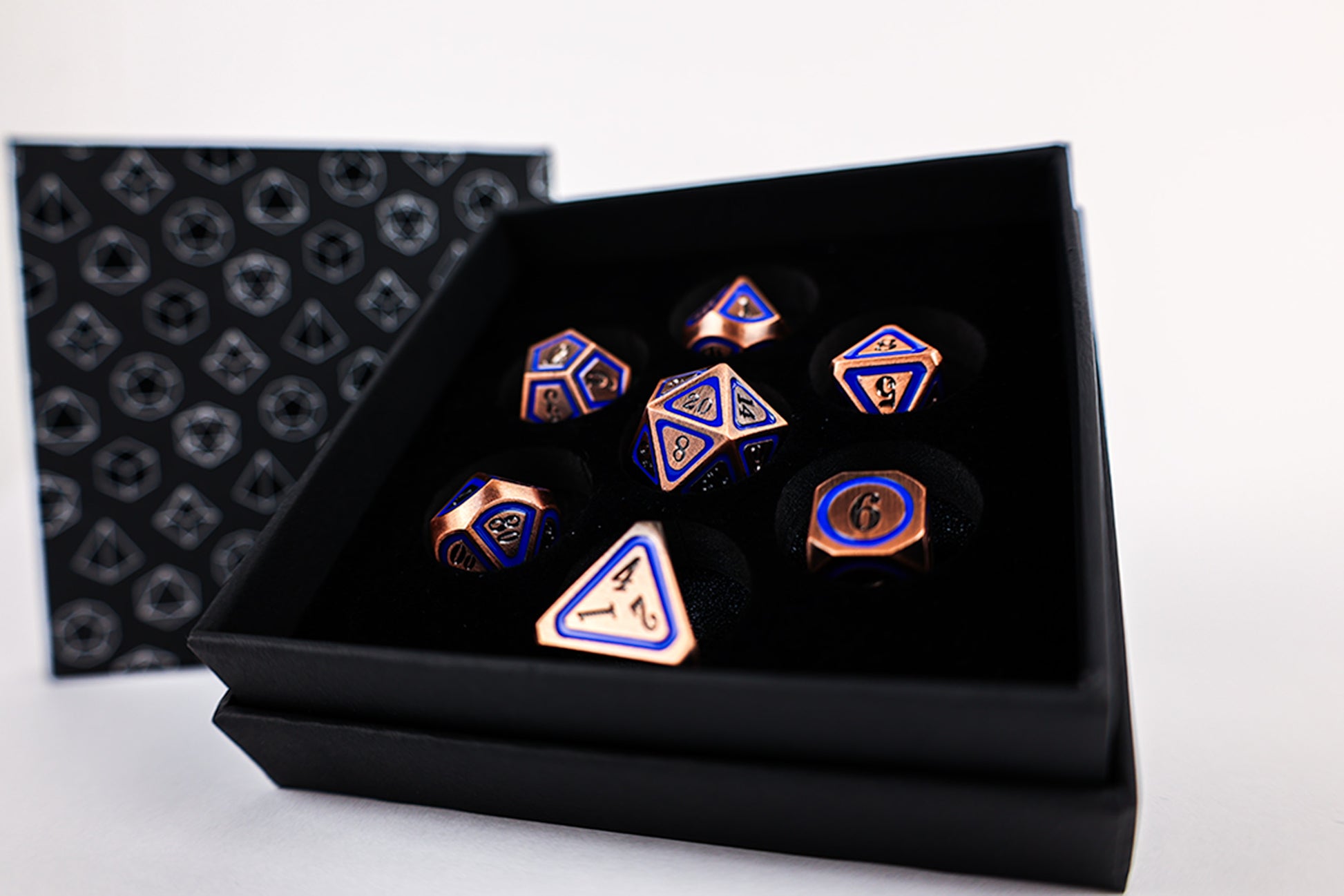 LPG Dice RPG Set Concentric Blue/Black/Brass