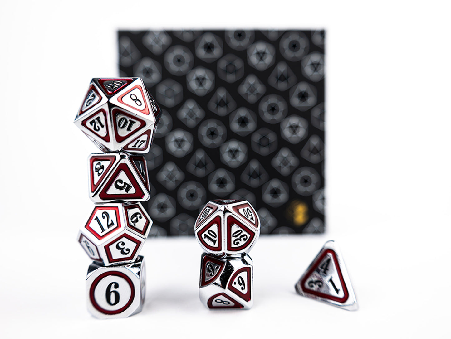 Metal Dice Set Concentric Black/Red/Silver