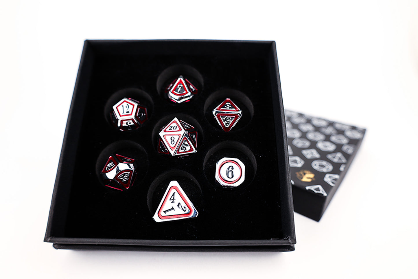 Metal Dice Set Concentric Black/Red/Silver