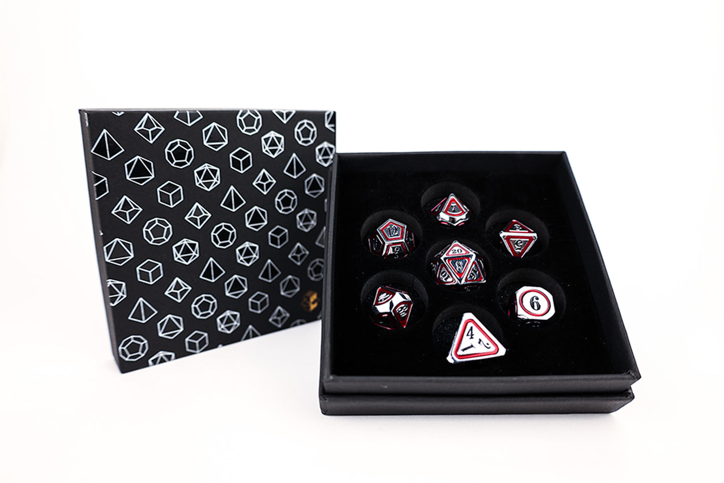 Metal Dice Set Concentric Black/Red/Silver