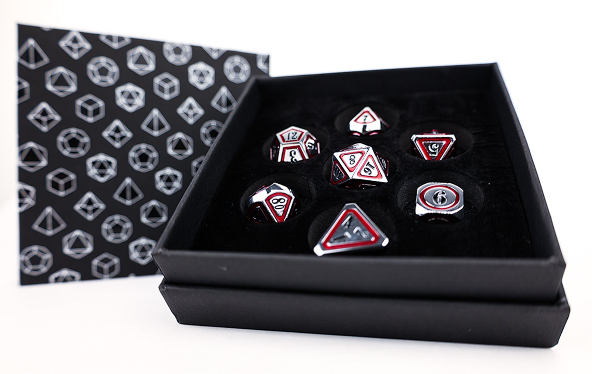 LPG Dice RPG Set Concentric Black/Red/Silver