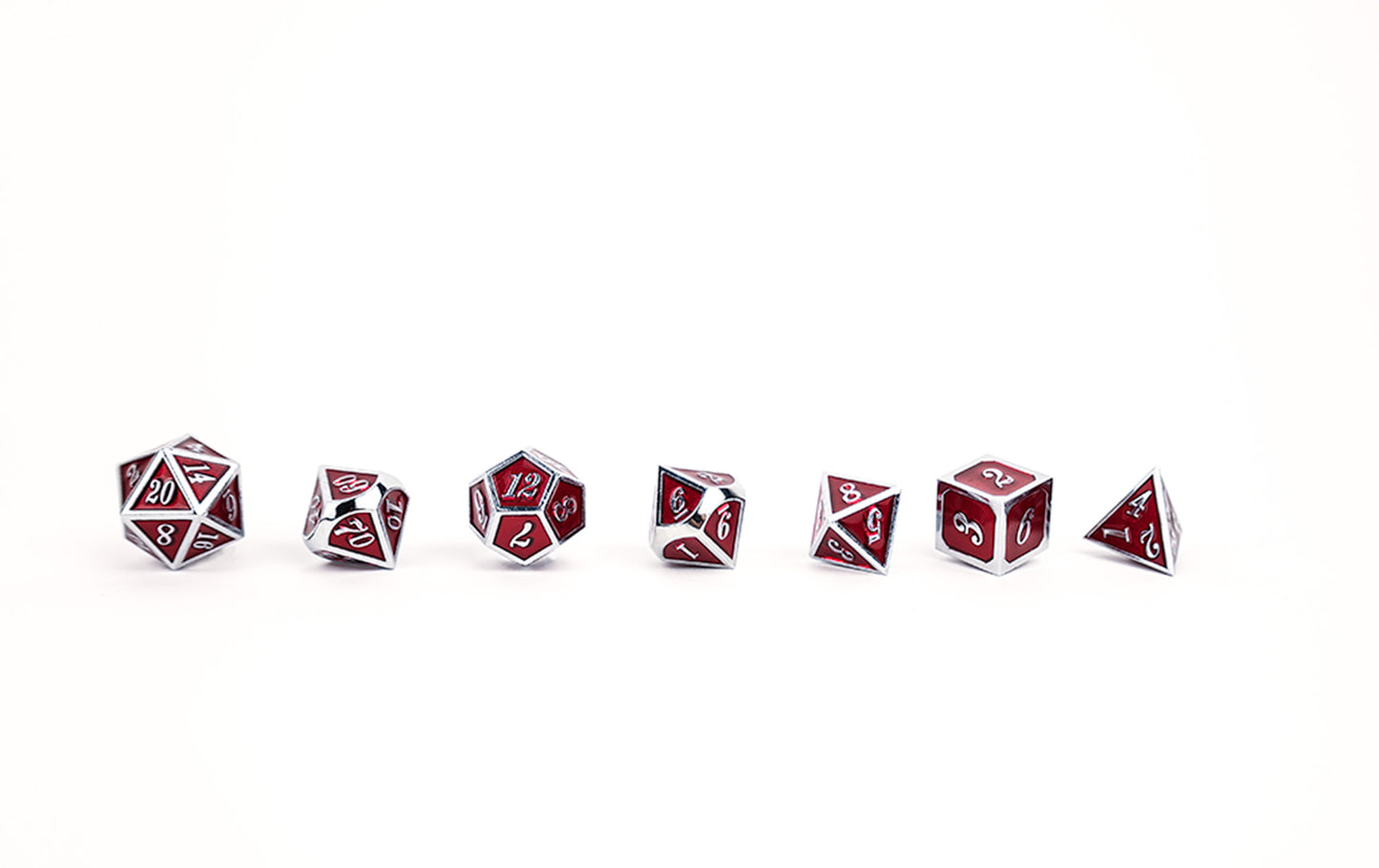 Metal Dice Set Serif Red/Silver