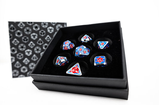 LPG Dice RPG Set Leadlight Red/Blue/Silver