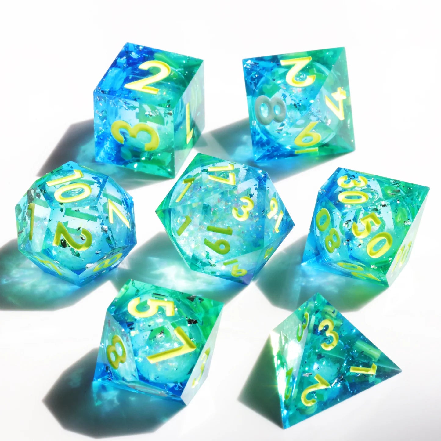 Sharp Edge Dice Liquid Core Emerald Garden