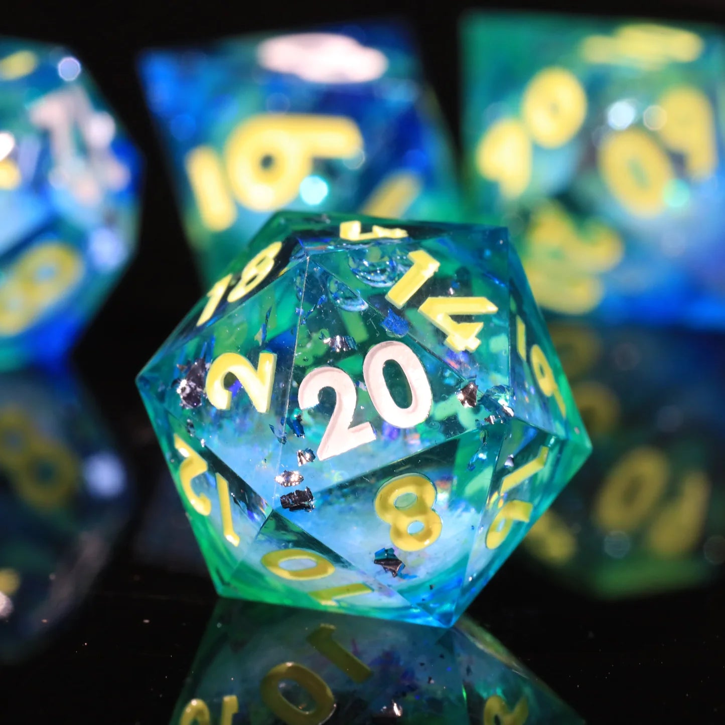 Sharp Edge Dice Liquid Core Emerald Garden