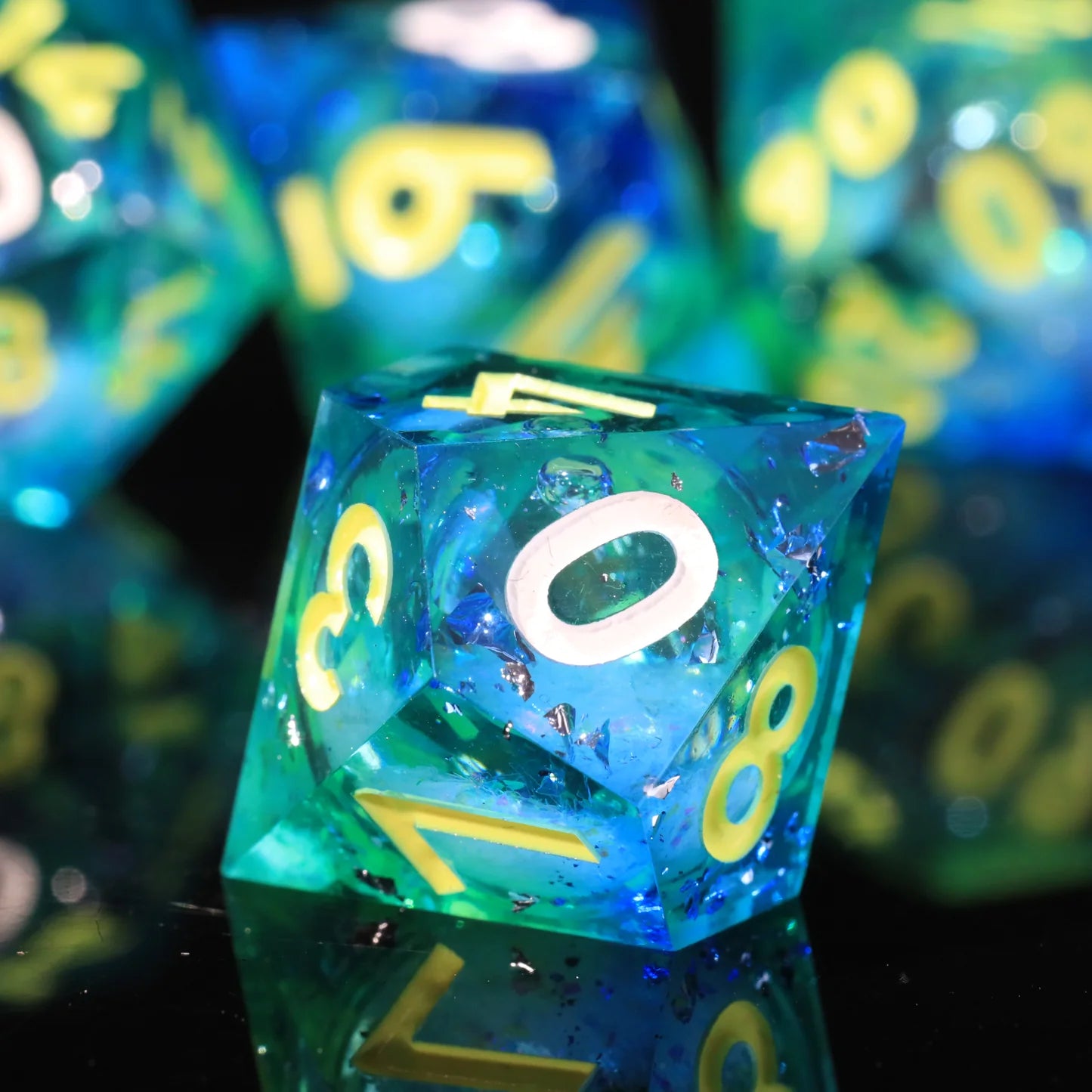 Sharp Edge Dice Liquid Core Emerald Garden