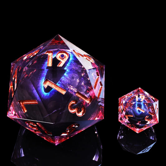 Sharp Edge Dice 50mm-D20 Liquid Core - Red / Blue Dragon Eye