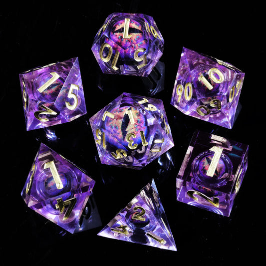 Sharp Edge Dice Liquid Core Purple Diamond Dragon Eye