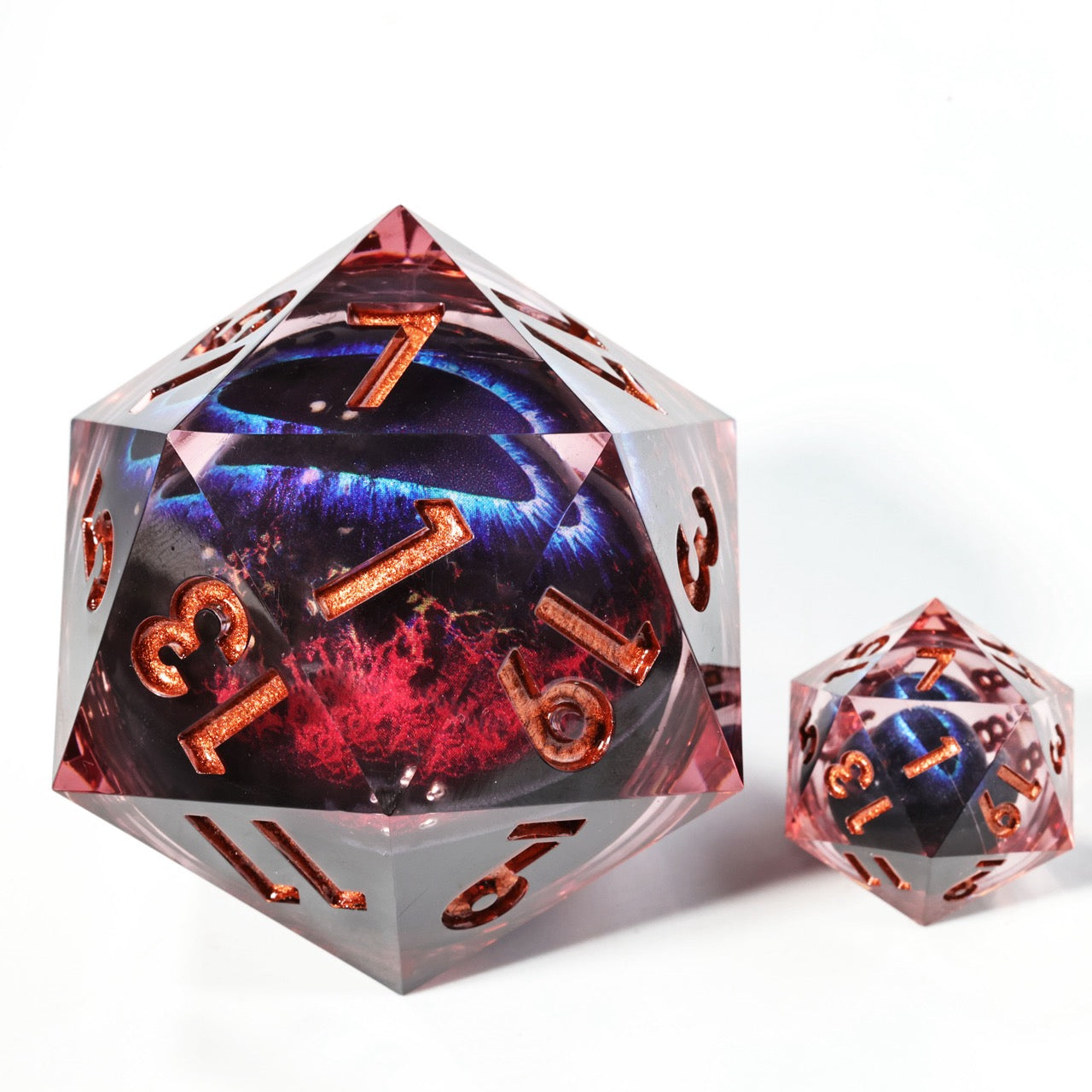 Sharp Edge Dice 50mm-D20 Liquid Core - Red / Blue Dragon Eye