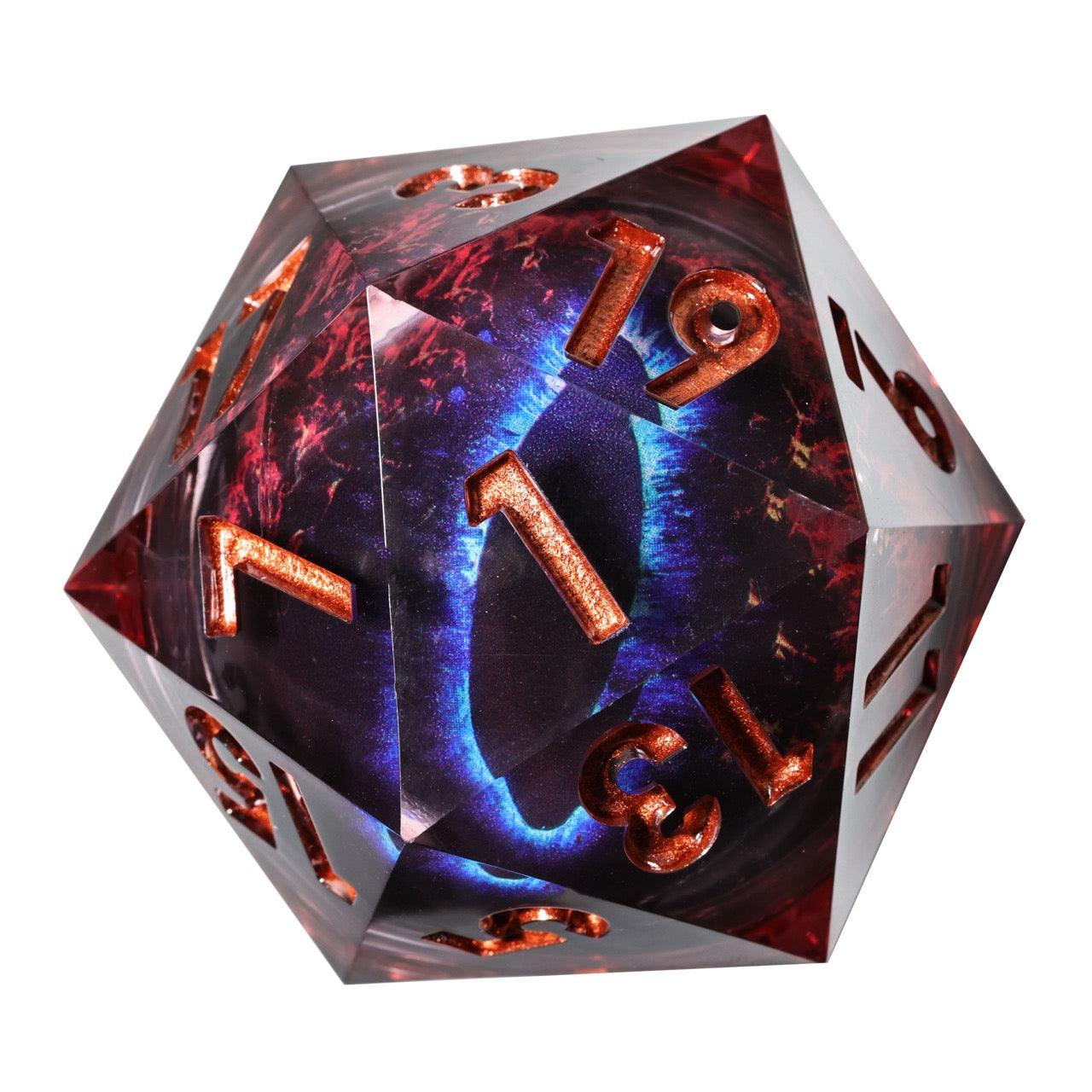 Sharp Edge Dice 50mm-D20 Liquid Core - Red / Blue Dragon Eye