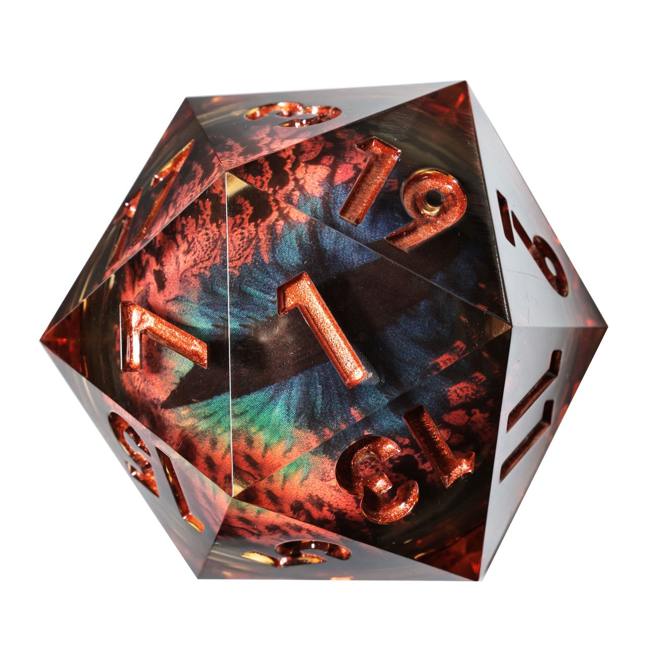 Sharp Edge Dice 50mm-D20 Liquid Core - Red / Red Dragon Eye