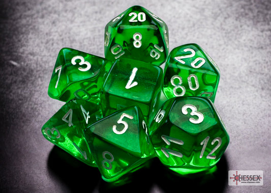 Translucent Mini-hedral Green/white 7-Die Set