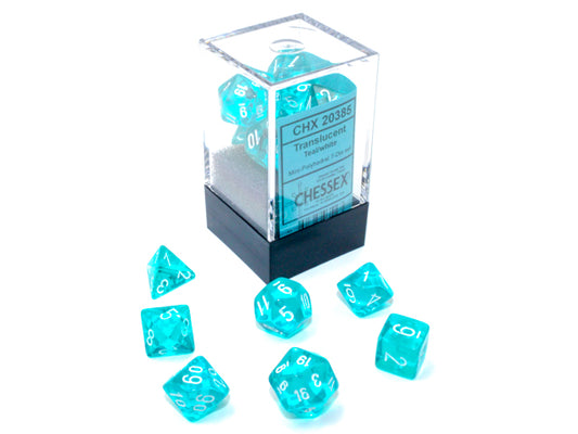 Translucent Mini Teal/White 7-Die Set