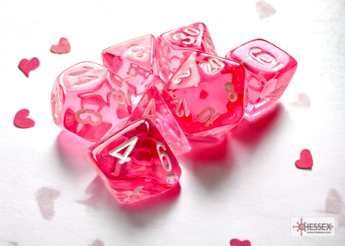 Translucent Mini-hedral Pink/white 7-Die Set