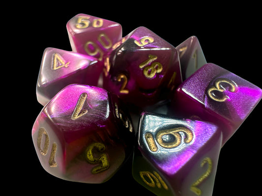 Gemini Mini Black-Purple/Gold 7-Die Set