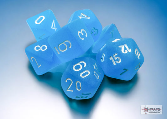 Frosted Mini-hedral Caribbean Blue/white 7-Die Set