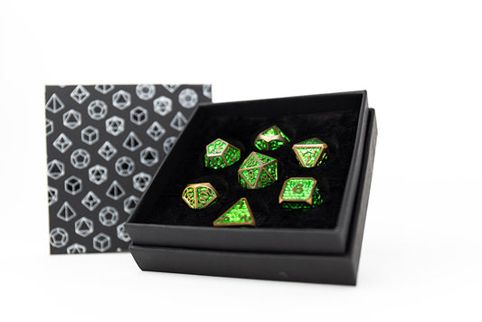 LPG Dice RPG Set Draco Bright Green/Brass